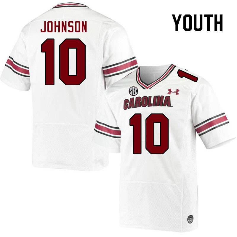 Youth #10 Tyreek Johnson South Carolina Gamecocks 2023 College Football Jerseys Stitched-White